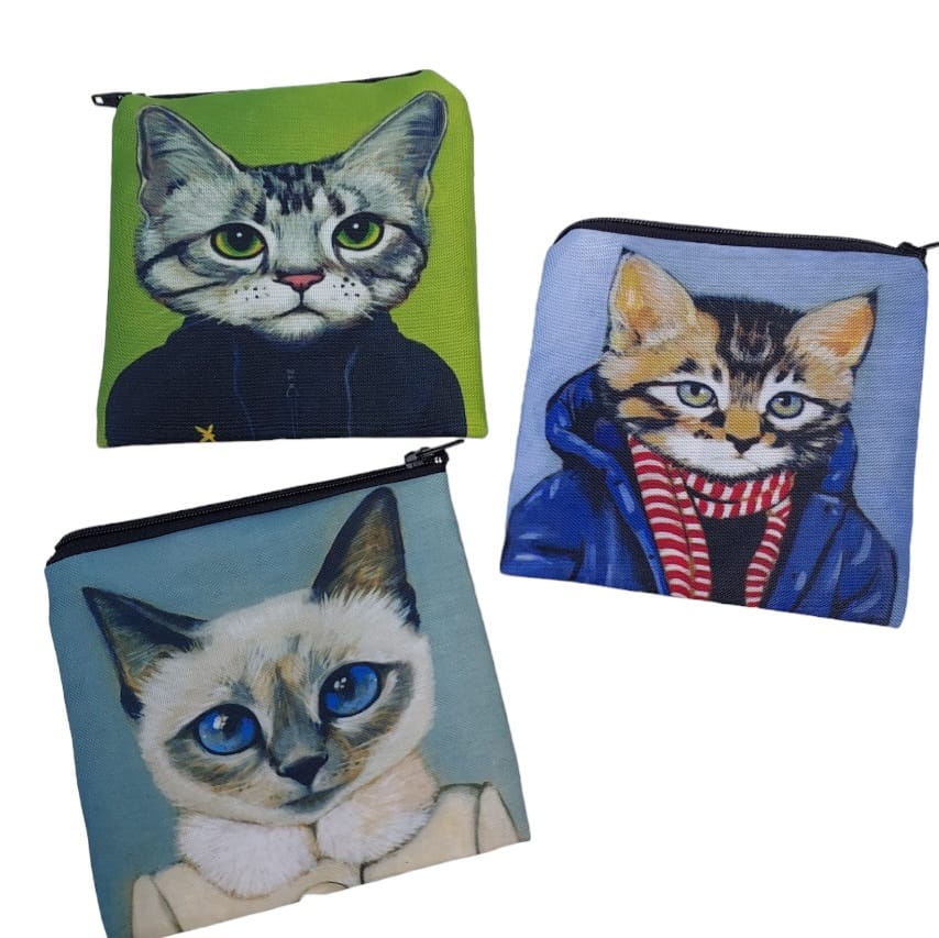 kit 3 Porta moedas Gatos de família